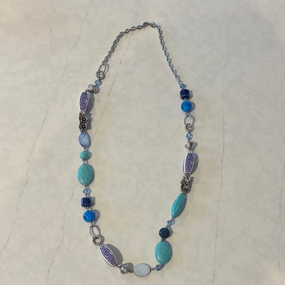 Premier Designs Blue and Purple Beaded Necklace